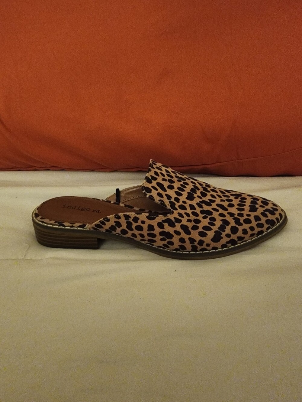 Indigo Leopard Print Slip-On Mule - Tan and Black